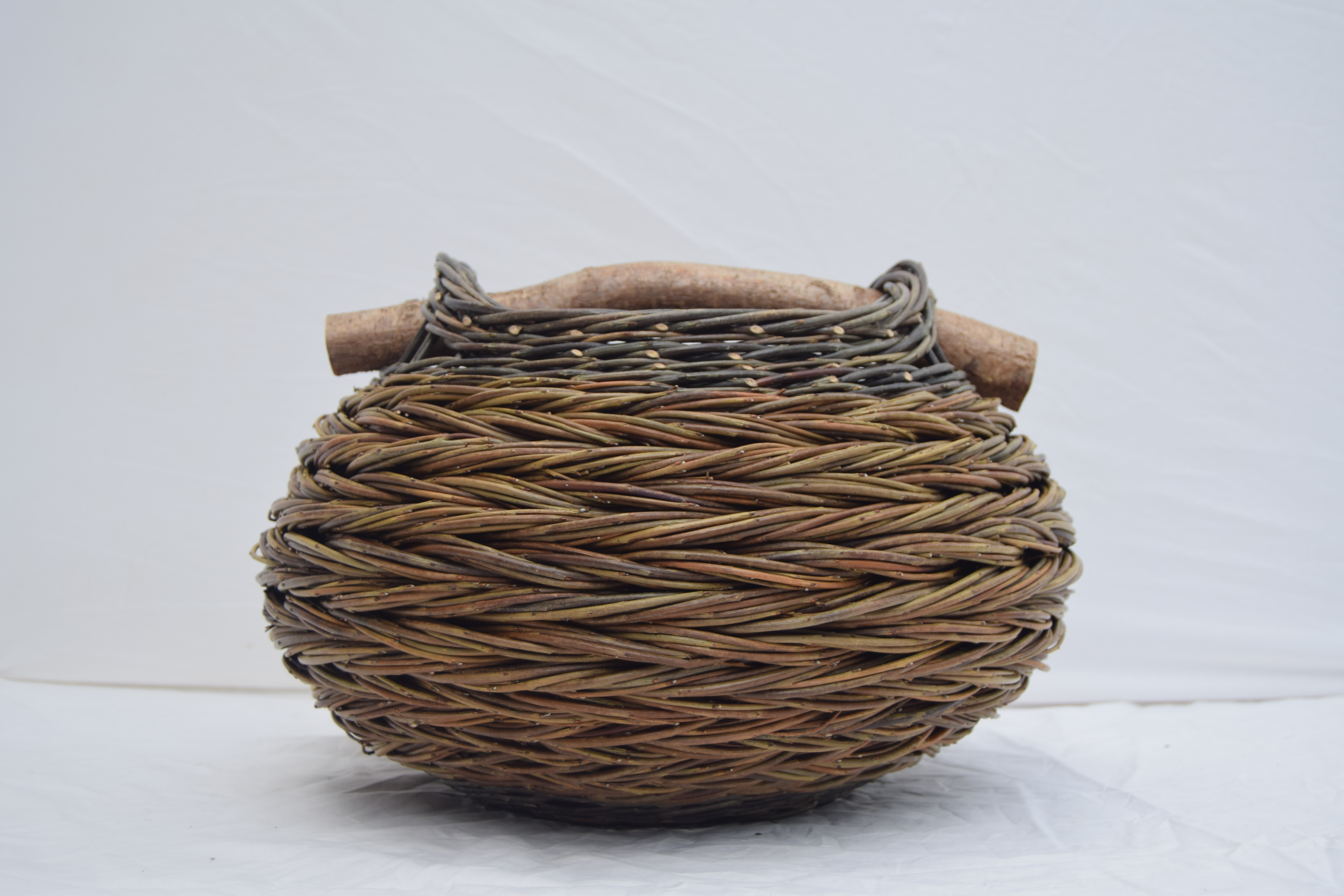 bulbous herringbone weave basket
